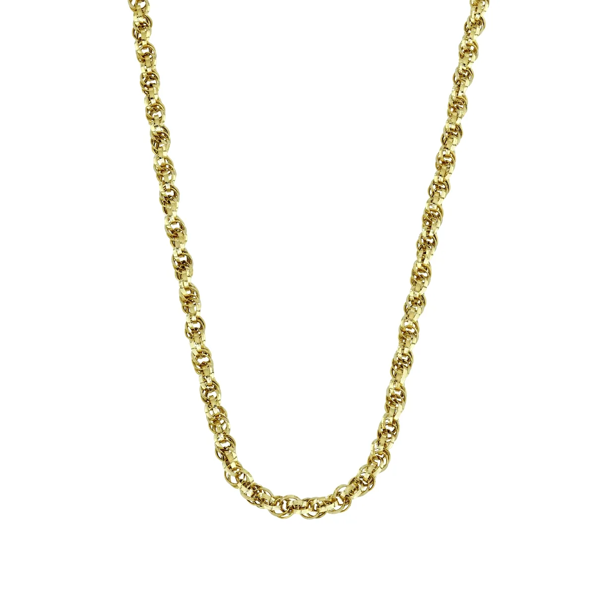 Cadena en oro amarillo de 18 Kilates, Singapur, 50 cm. de largo, 4 mm. de ancho