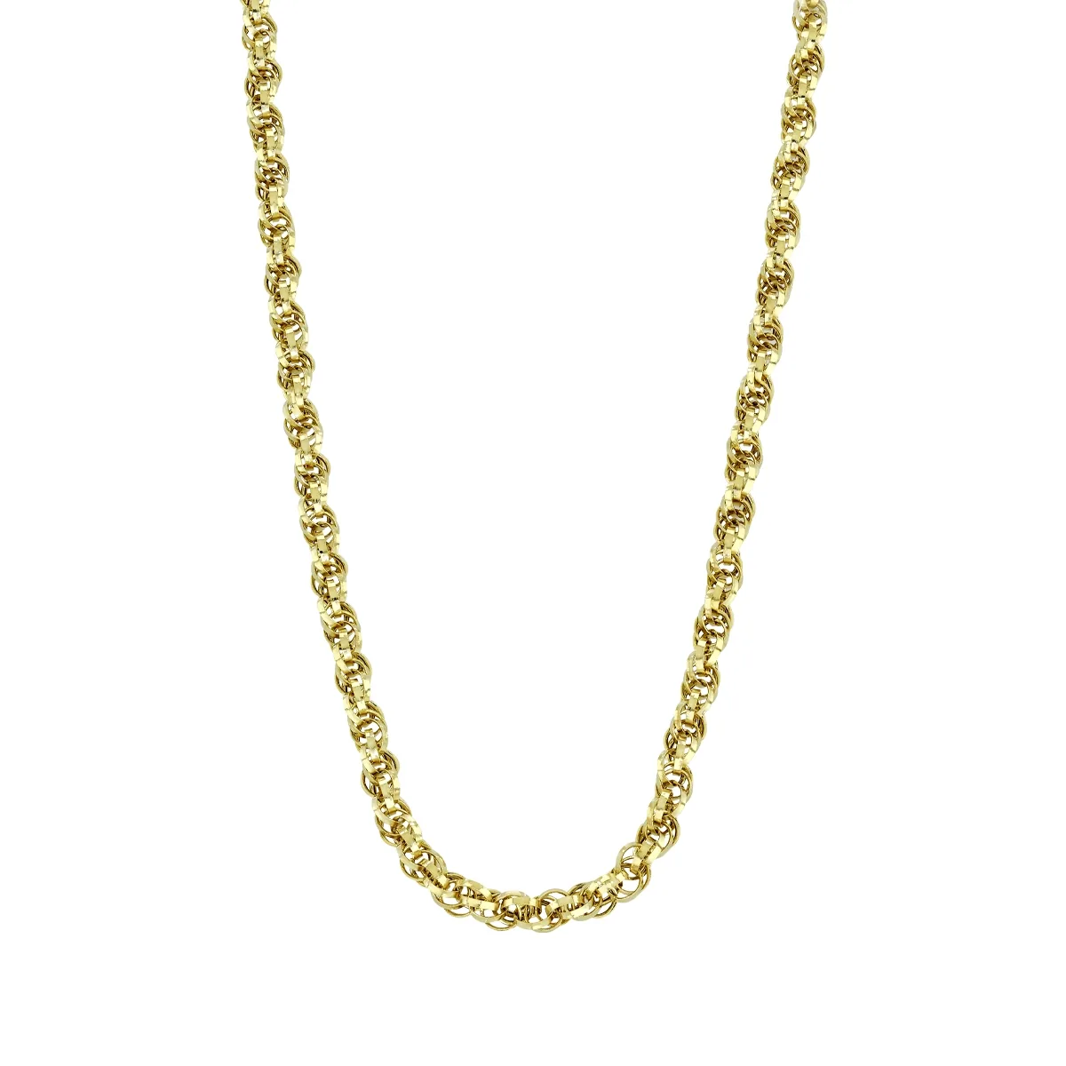 Cadena en oro amarillo de 18 Kilates, Singapur, 45 cm. de largo, 4 mm. de ancho