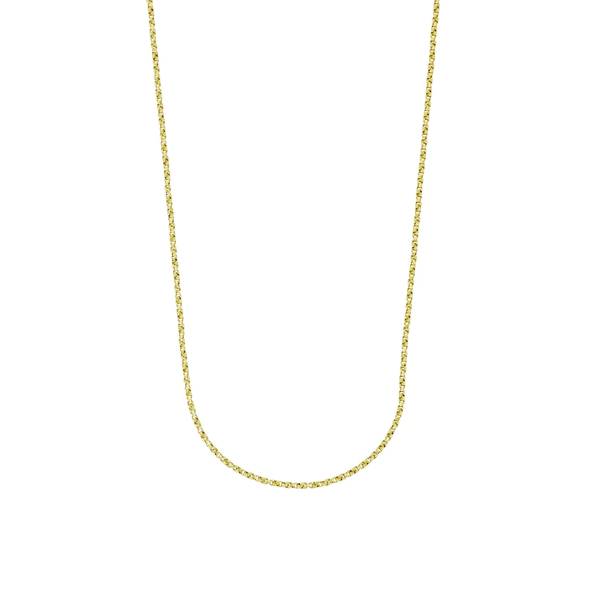 Cadena en oro amarillo de 18 Kilates con visos diamantado, Veneciana, 50 cm. de largo, 1 mm. de ancho