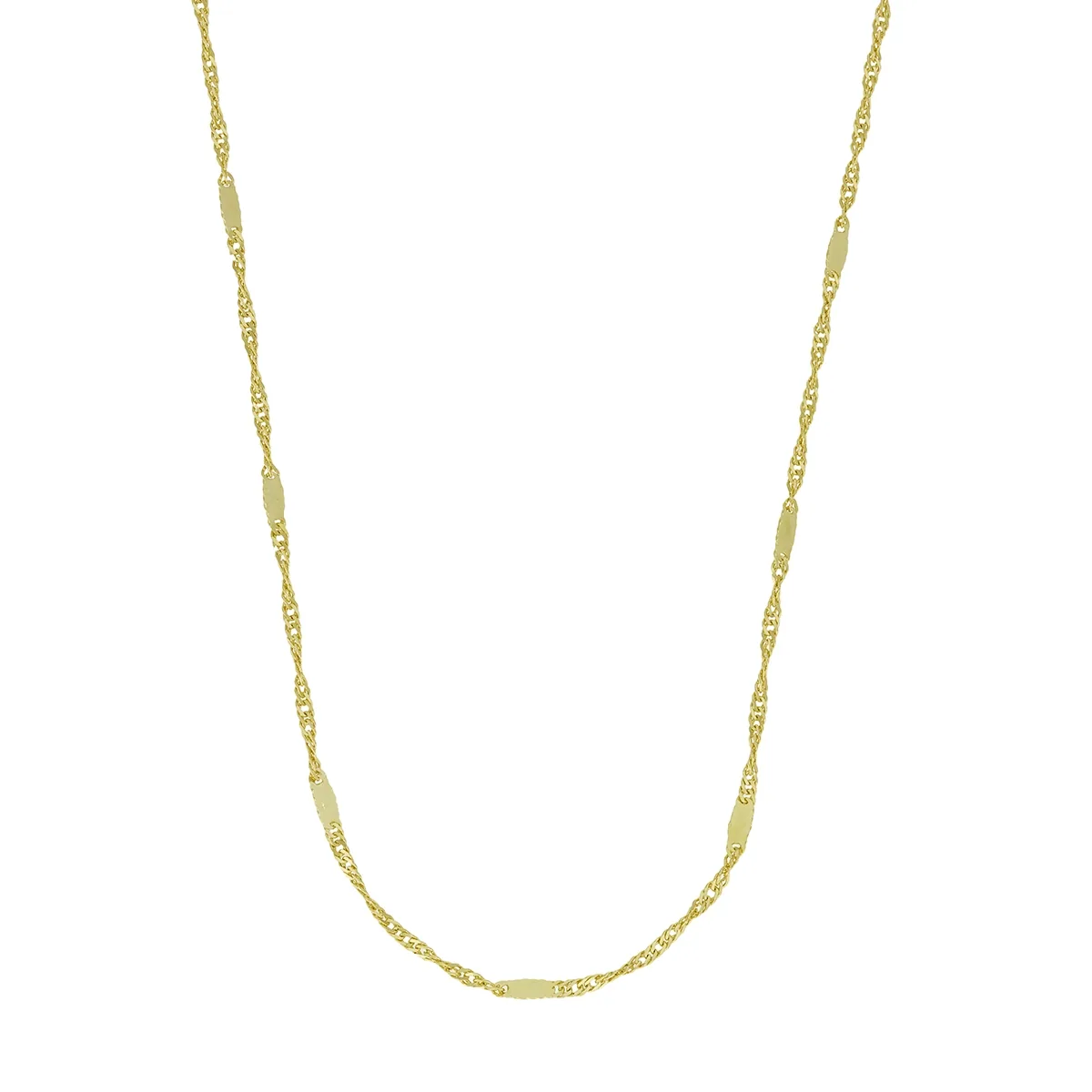 Cadena en oro amarillo de 18 Kilates con visos, Barras, 50 cm. de largo, 1 mm. de ancho