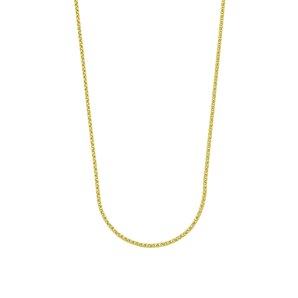 Cadena en oro amarillo de 18 Kilates con visos, Espiga, 50 cm. de largo, 0.60 mm. de ancho
