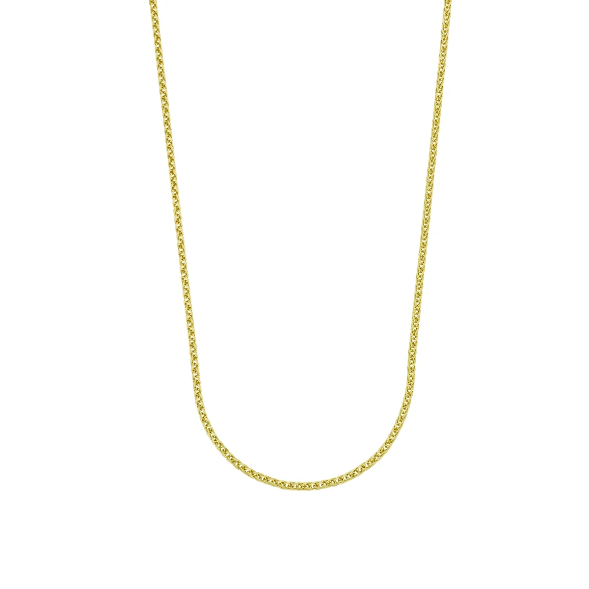 Cadena en oro amarillo de 18 Kilates, Espiga, 40 cm. de largo, 0.80 mm. de ancho