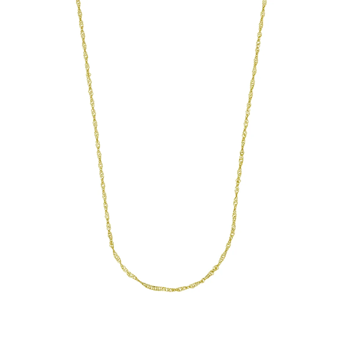 Cadena en oro amarillo de 18 Kilates, Singapur, 50 cm. de largo, 0.50 mm. de ancho