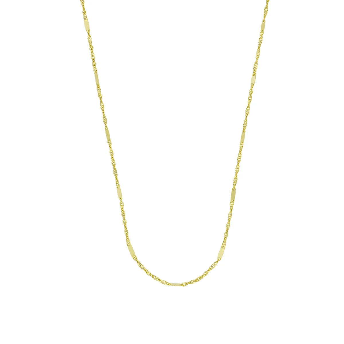 Cadena en oro amarillo de 18 Kilates con visos, Barras, 45 cm. de largo, 1 mm. de ancho