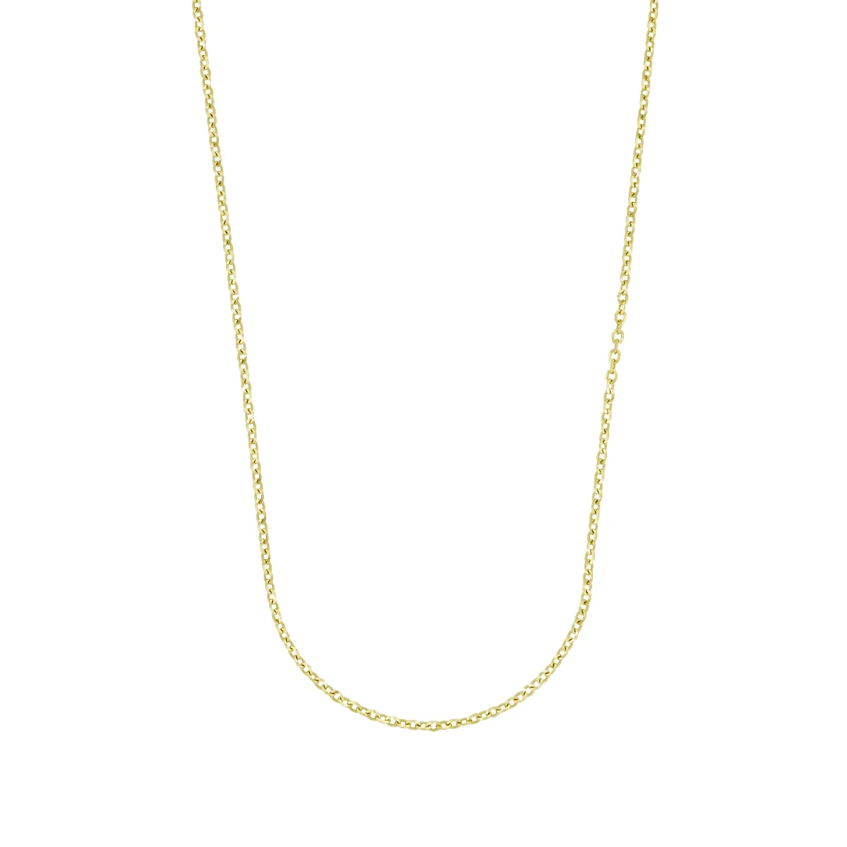 Cadena en oro amarillo de 18 Kilates con visos, Rolo, 45 cm. de largo, 1 mm. de ancho