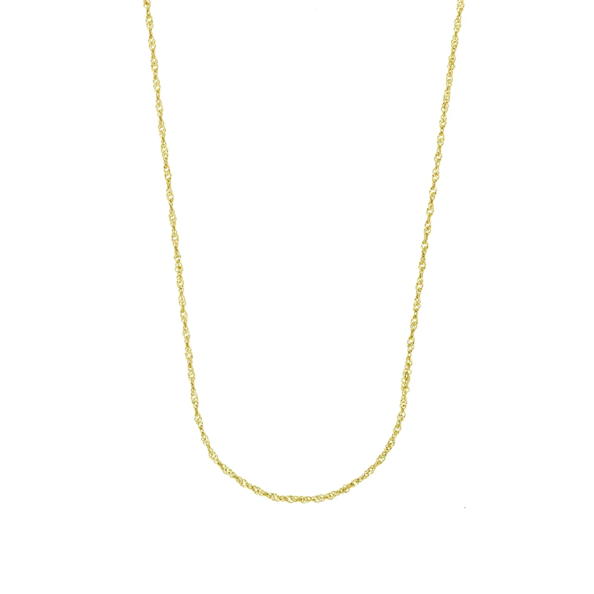 Cadena en oro amarillo de 18 Kilates con visos, Singapur, 45 cm. de largo, 0.50 mm. de ancho