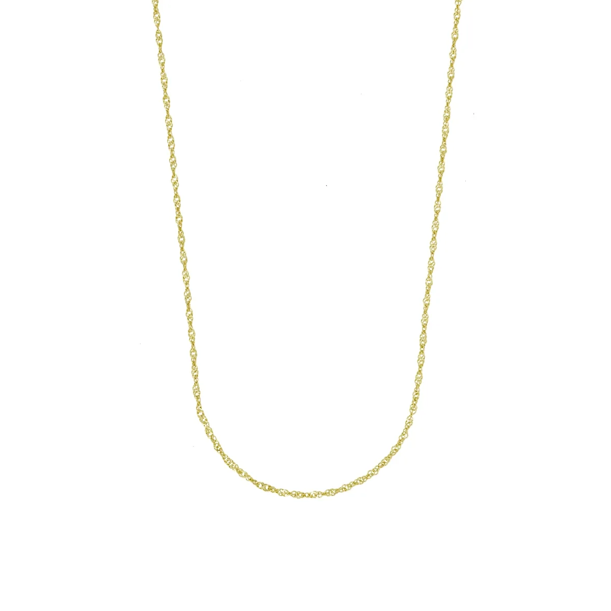 Cadena en oro amarillo de 18 Kilates con visos, Singapur, 40 cm. de largo, 0.50 mm. de ancho