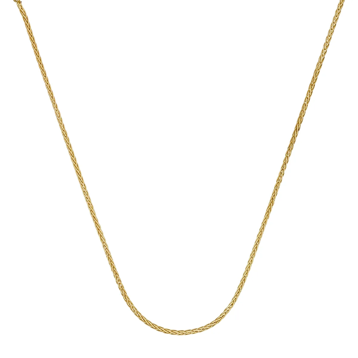 Cadena en oro amarillo de 18 Kilates con visos, Espiga, 40 cm. de largo, 0.80 mm. de ancho