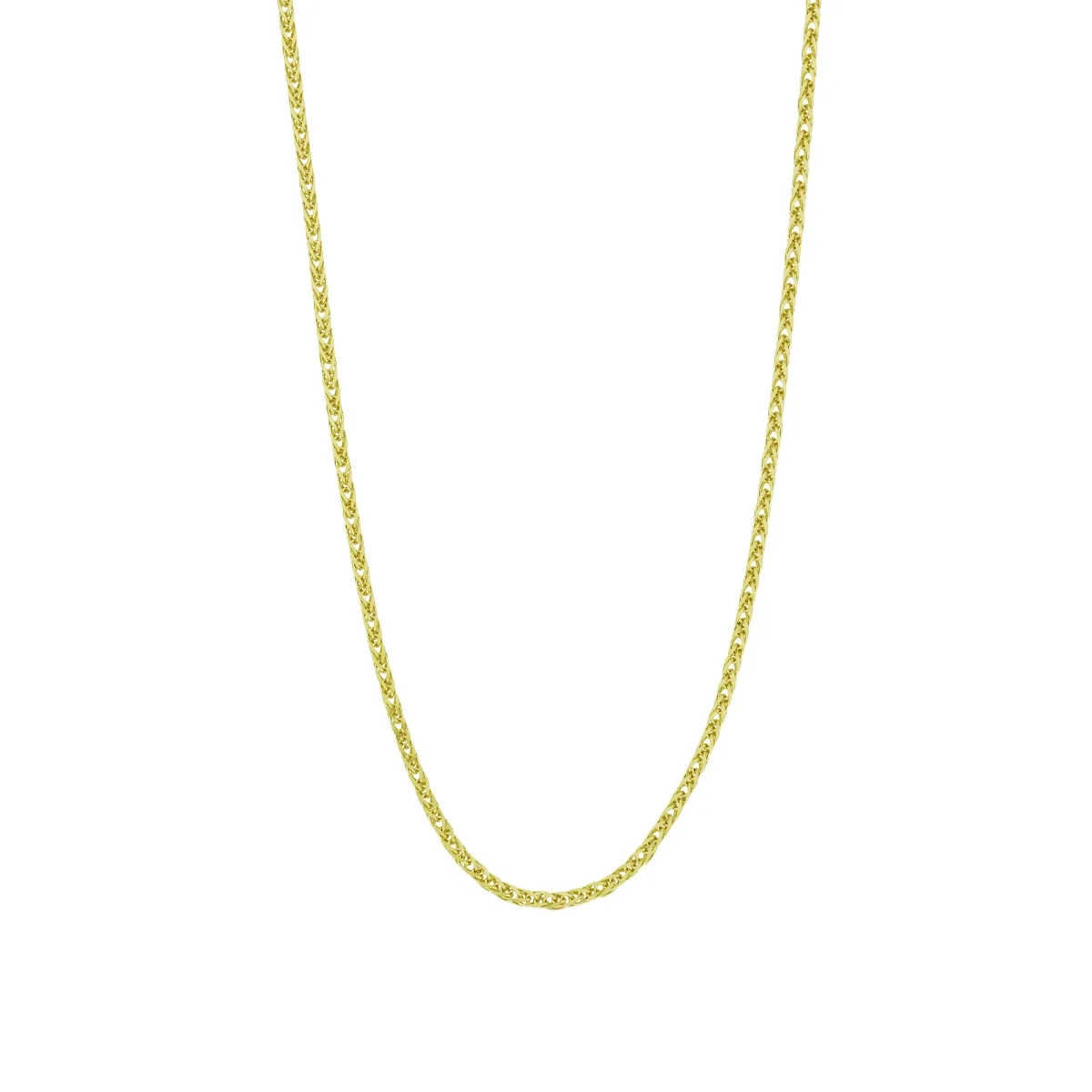 Cadena en oro amarillo de 18 Kilates con visos, Espiga, 50 cm. de largo, 1 mm. de ancho