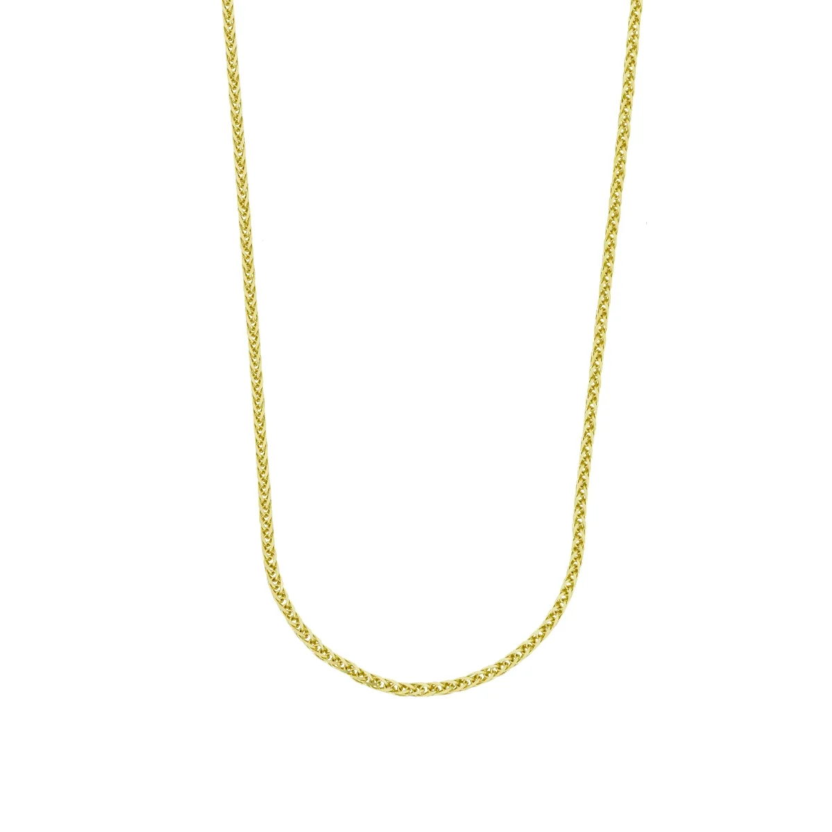 Cadena en oro amarillo de 18 Kilates con visos, Espiga, 45 cm. de largo, 1 mm. de ancho