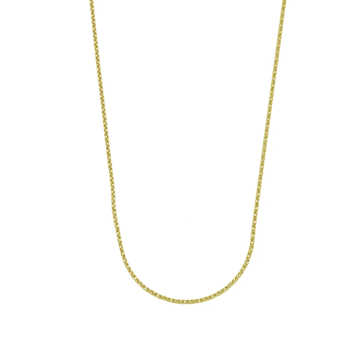 Cadena en oro amarillo de 18 Kilates con visos, Espiga, 45 cm. de largo, 0.60 mm. de ancho