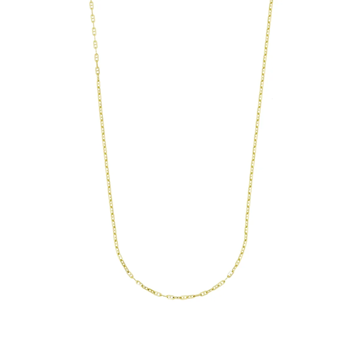 Cadena en oro amarillo de 18 Kilates, Ancla, 45 cm. de largo, 1 mm. de ancho