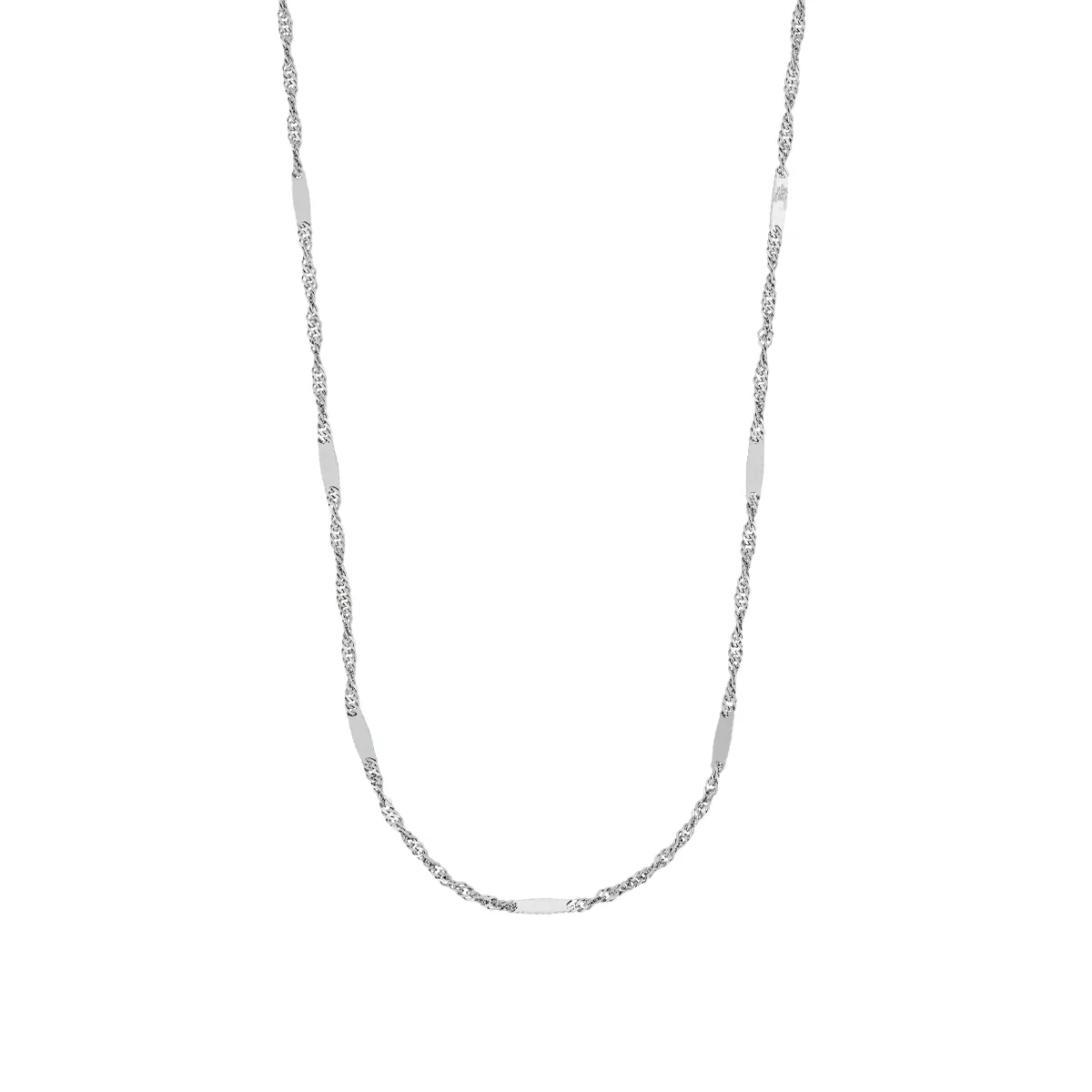 Cadena en oro blanco de 18 Kilates, Barras, 40 cm. de largo, 1 mm. de ancho