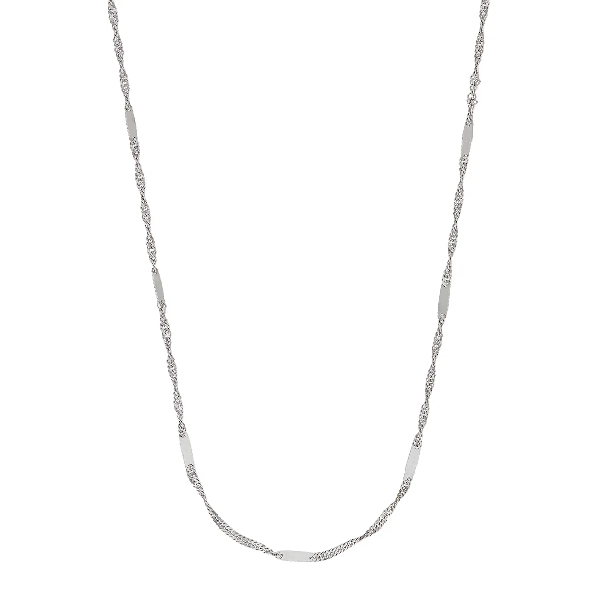 Cadena en oro blanco de 18 Kilates, Barras, 45 cm. de largo, 1 mm. de ancho