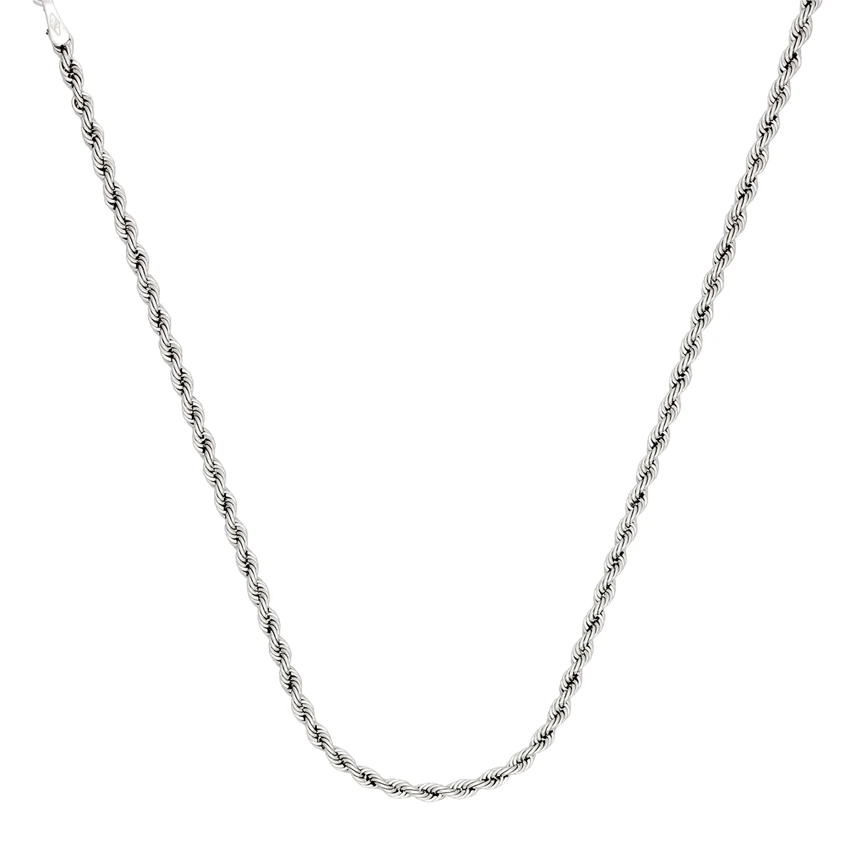 Cadena en oro blanco de 18 Kilates, Cordon, 60 cm. de largo, 2 mm. de ancho