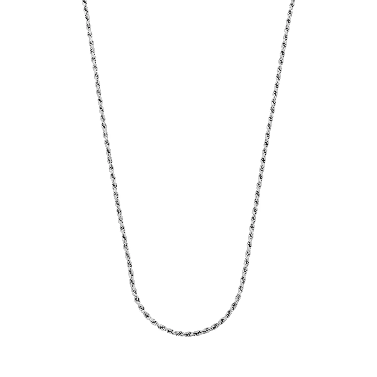 Cadena en plata Ley 925, Cordon, 45 cm. de largo, 1.30 mm. de ancho