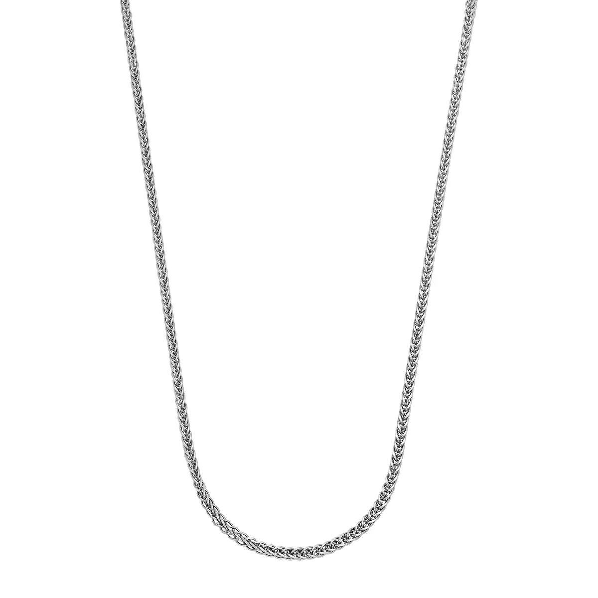Cadena en plata Ley 925, Espiga, 50 cm. de largo, 1 mm. de ancho