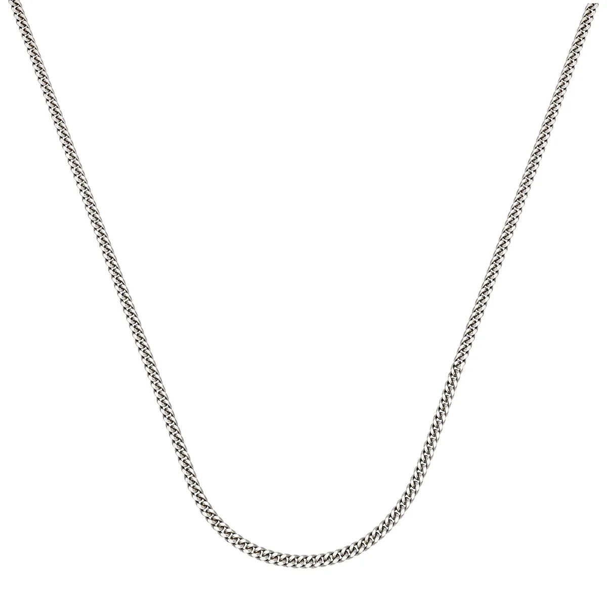 Cadena en plata Ley 925, Grumette, 60 cm. de largo, 2 mm. de ancho