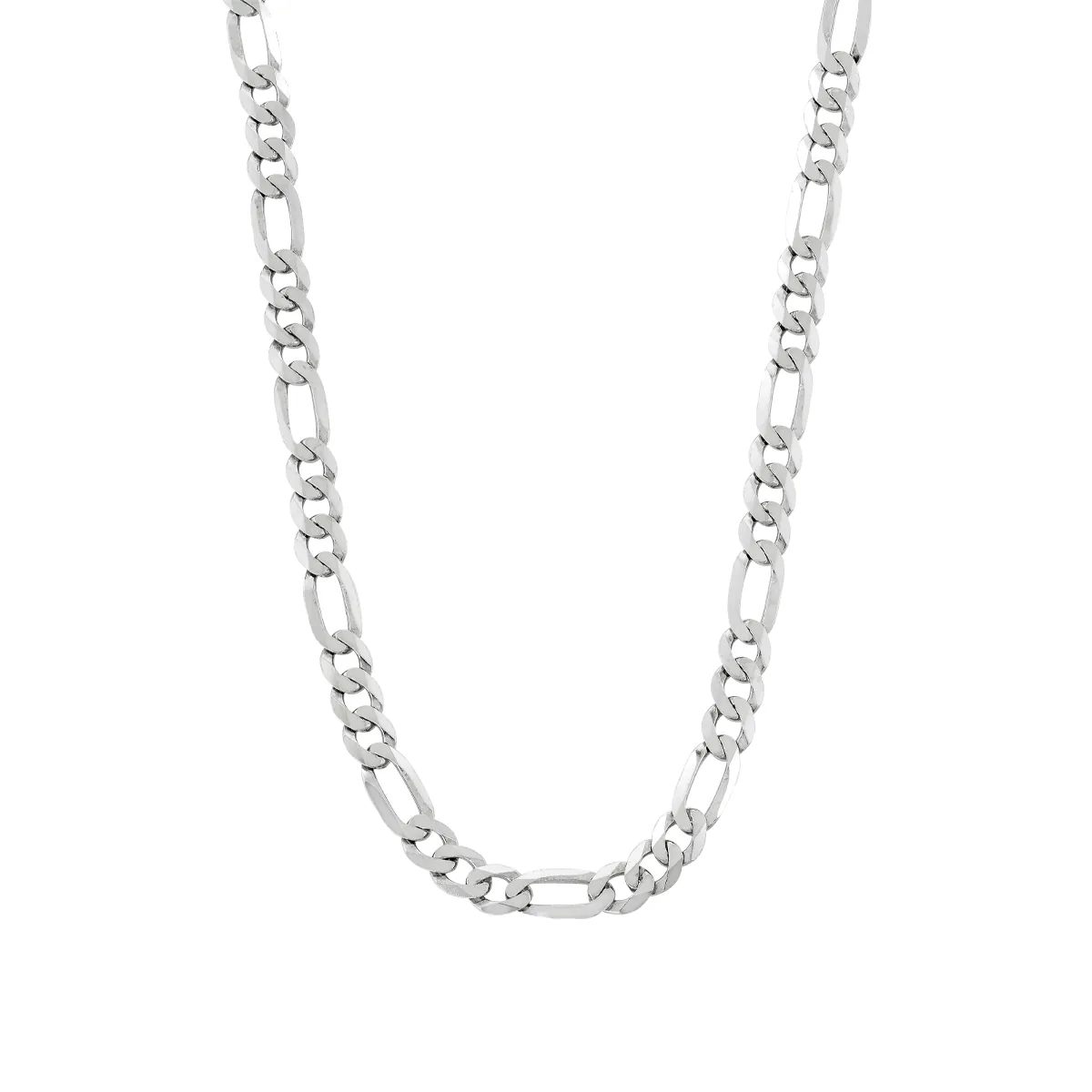 Cadena en plata Ley 925, Figaro 1-3, 50 cm. de largo, 4.50 mm. de ancho