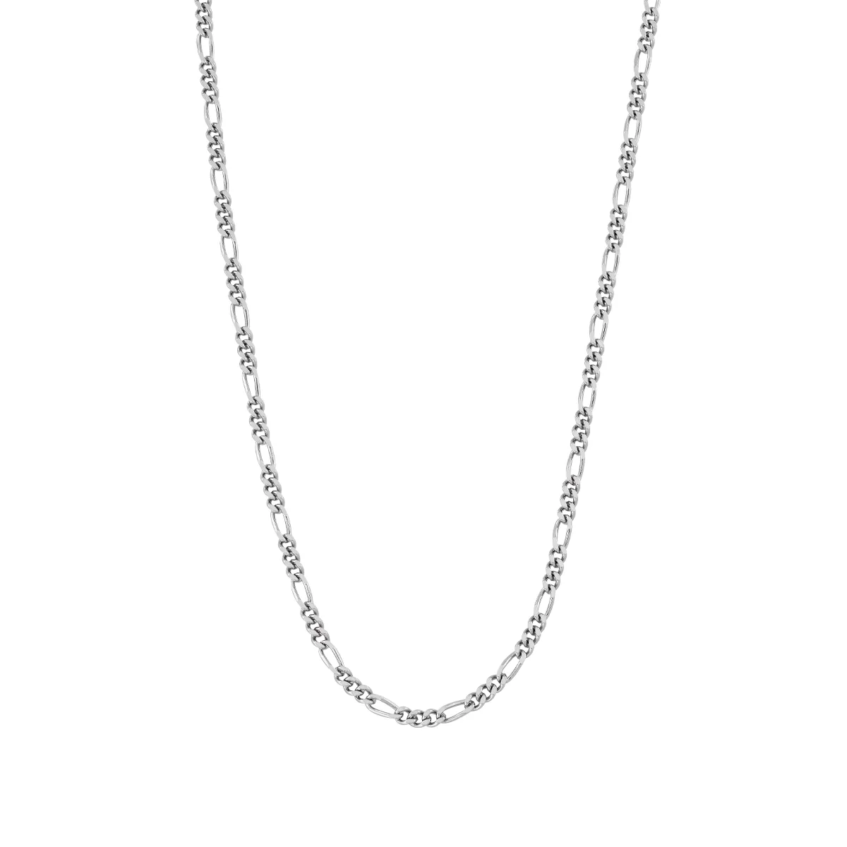 Cadena en plata Ley 925, Figaro 1-3, 50 cm. de largo, 2 mm. de ancho