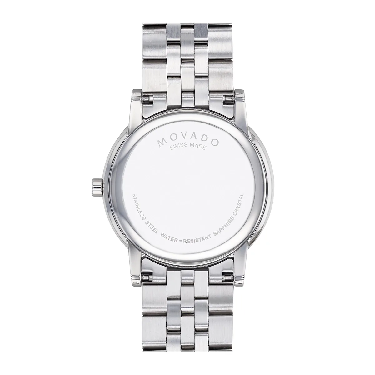 Reloj Movado análogo, para Hombre, tablero redondo colores negro y plateado, estilo sin números, pulso acero color plateado