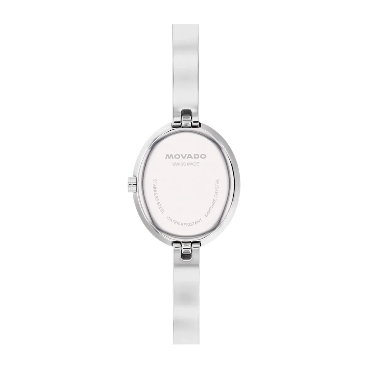 Reloj Movado análogo, para Dama, tablero ovalado color plateado, estilo sin números, pulso acero color plateado