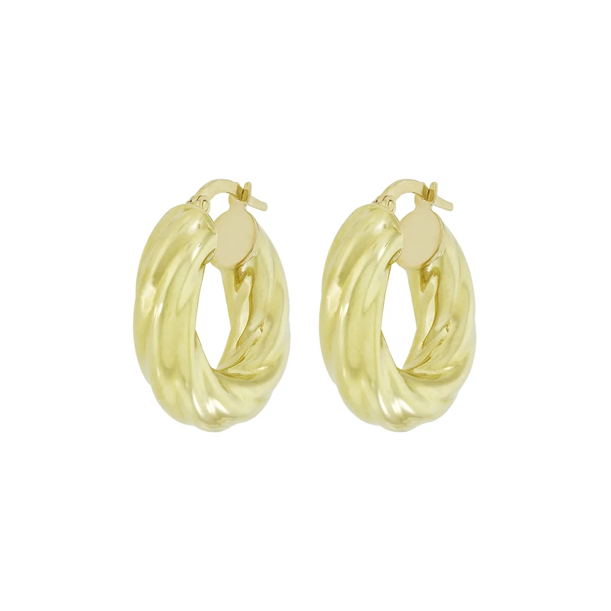 Candongas en oro amarillo de 18 Kilates, Entorchada, 6 mm. de ancho