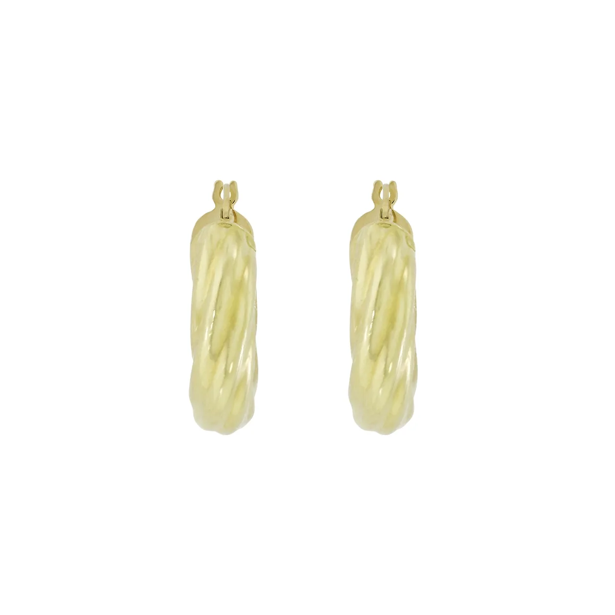 Candongas en oro amarillo de 18 Kilates, Entorchada, 6 mm. de ancho