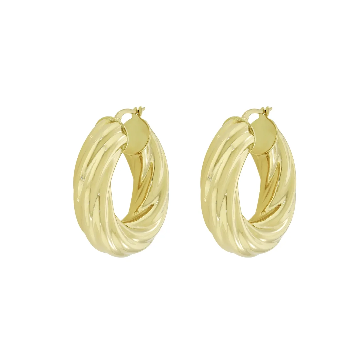 Candongas en oro amarillo de 18 Kilates, Melcocha, 8 mm. de ancho