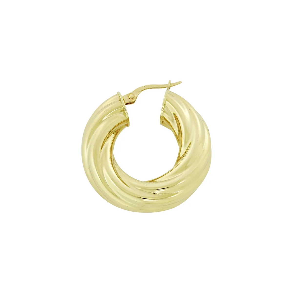 Candongas en oro amarillo de 18 Kilates, Melcocha, 8 mm. de ancho