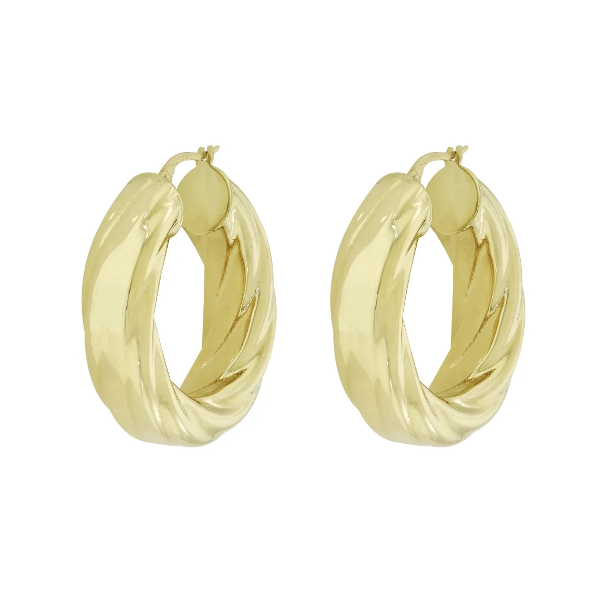 Candongas en oro amarillo de 18 Kilates, Semientorchada, 9 mm. de ancho