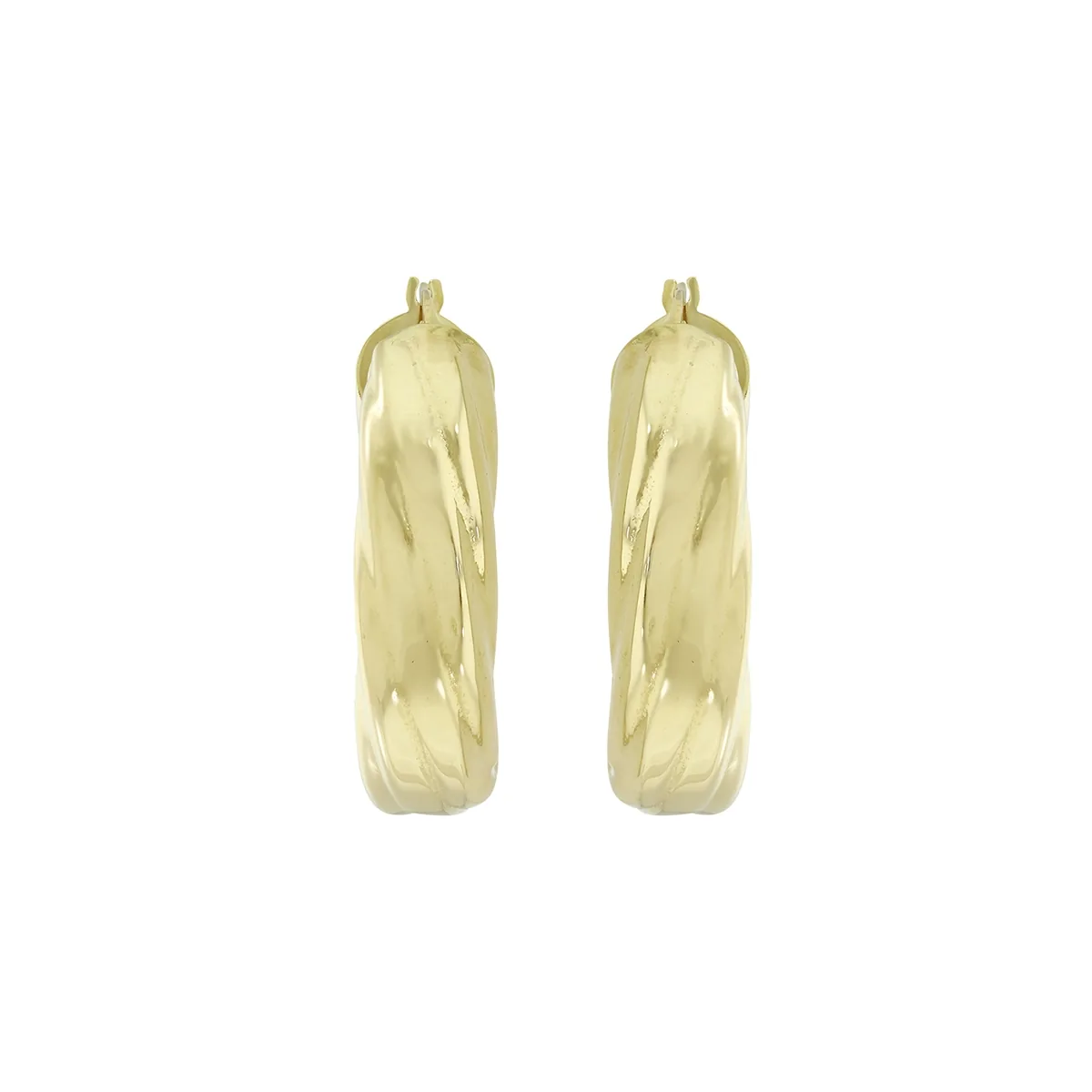 Candongas en oro amarillo de 18 Kilates, Semientorchada, 9 mm. de ancho