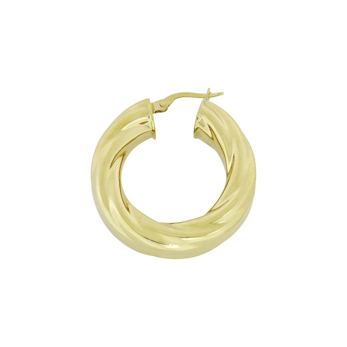 Candongas en oro amarillo de 18 Kilates, Semientorchada, 9 mm. de ancho