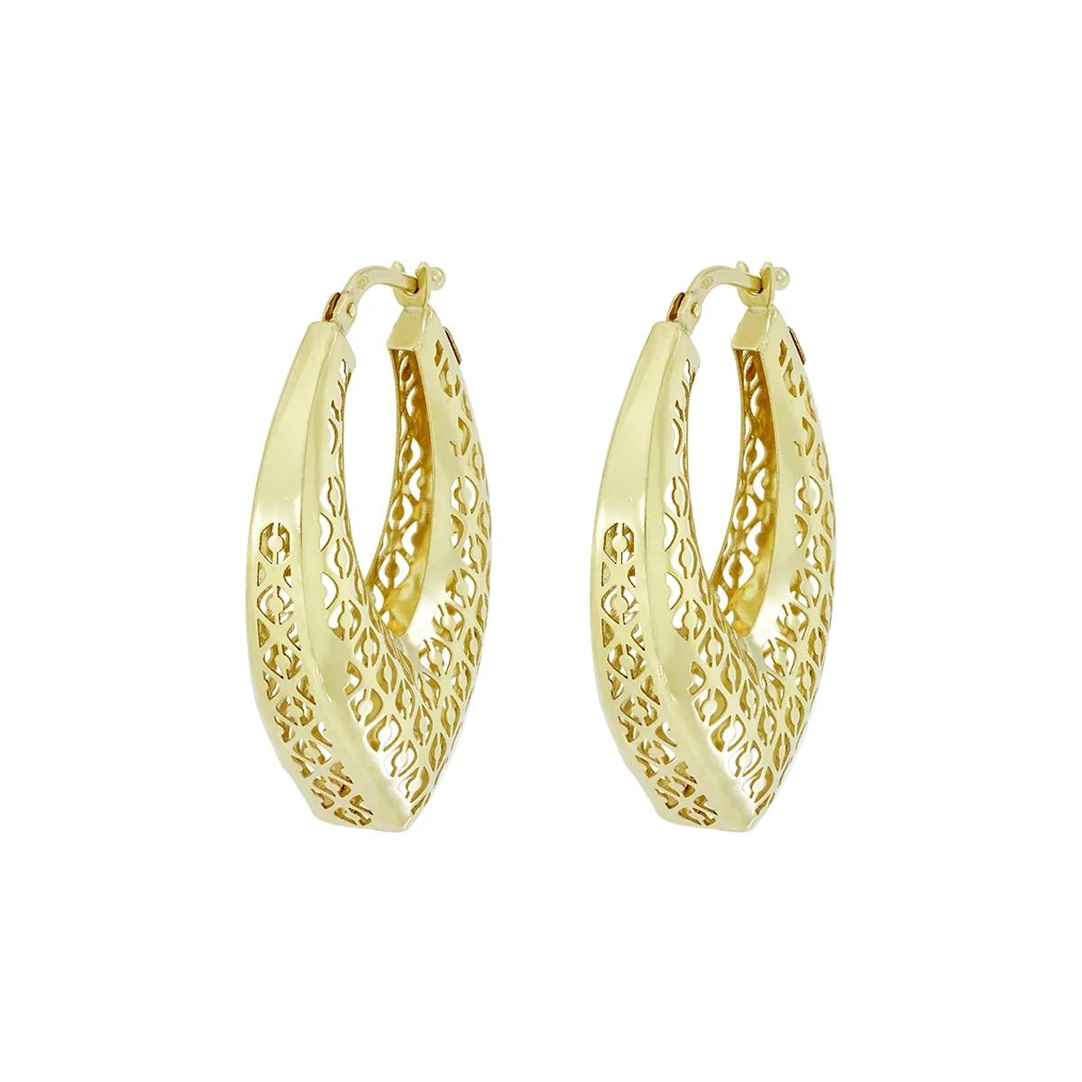 Candongas en oro amarillo de 18 Kilates con visos, Degrade, 8 mm. de ancho