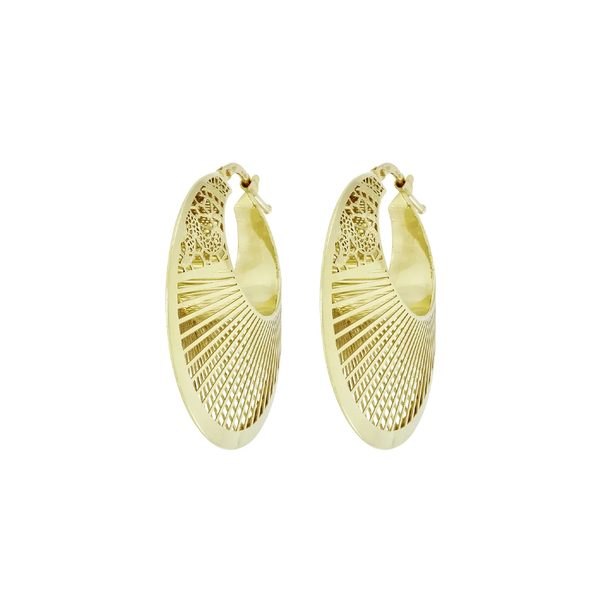 Candongas en oro amarillo de 18 Kilates satinado, Angulo, 4 mm. de ancho
