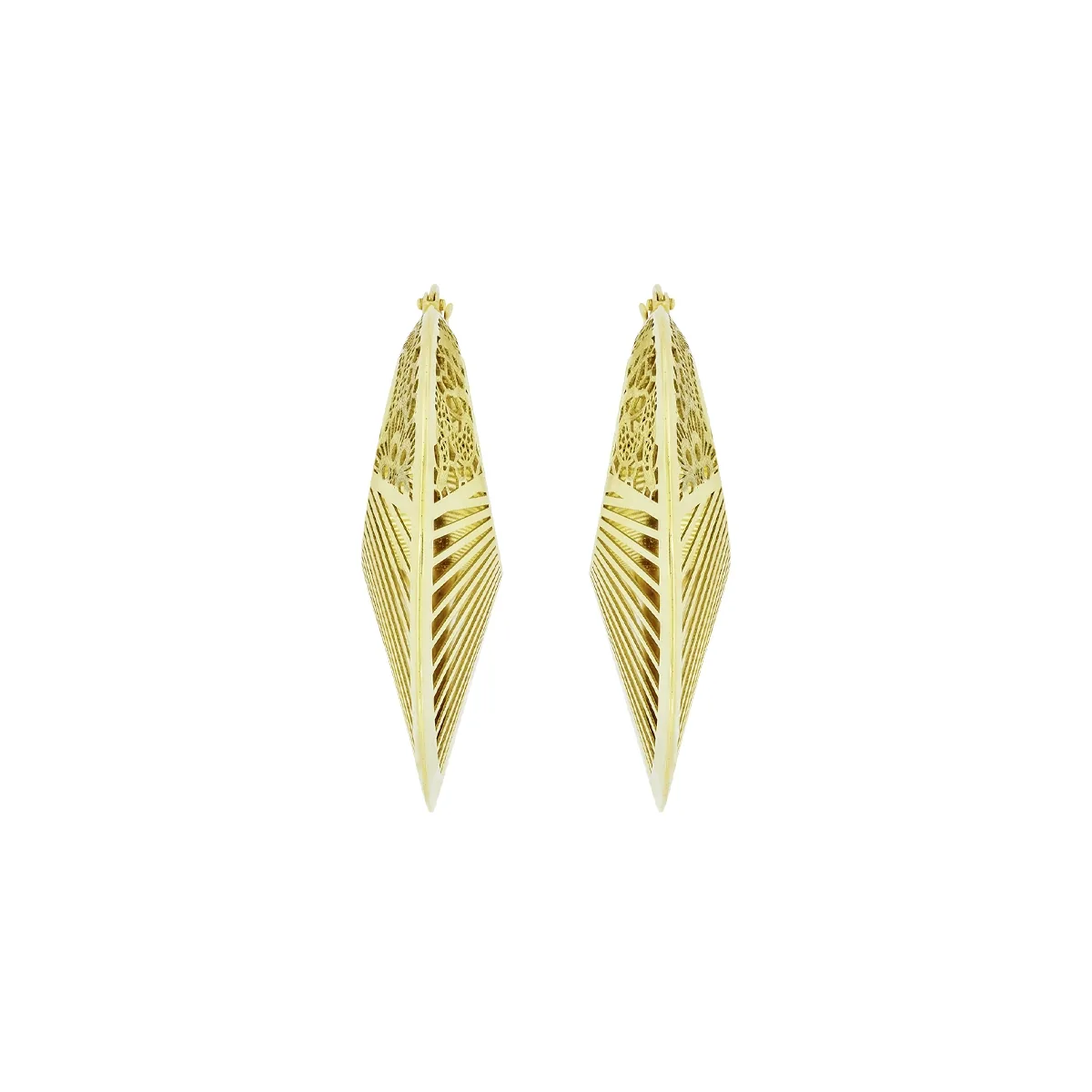 Candongas en oro amarillo de 18 Kilates satinado, Angulo, 4 mm. de ancho