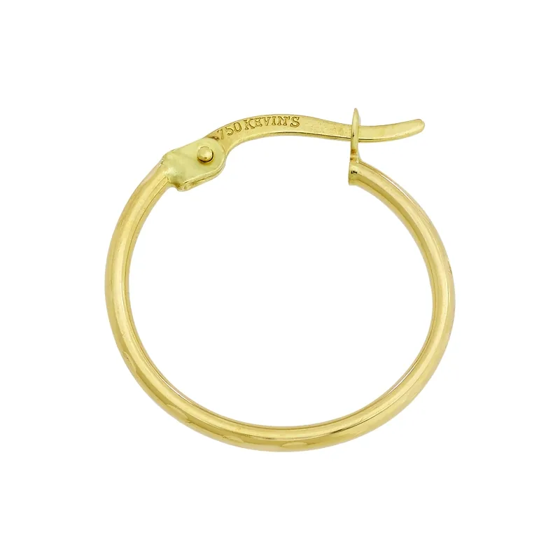 Candongas en oro amarillo de 18 Kilates con visos, Tubo, 1.50 mm. de ancho