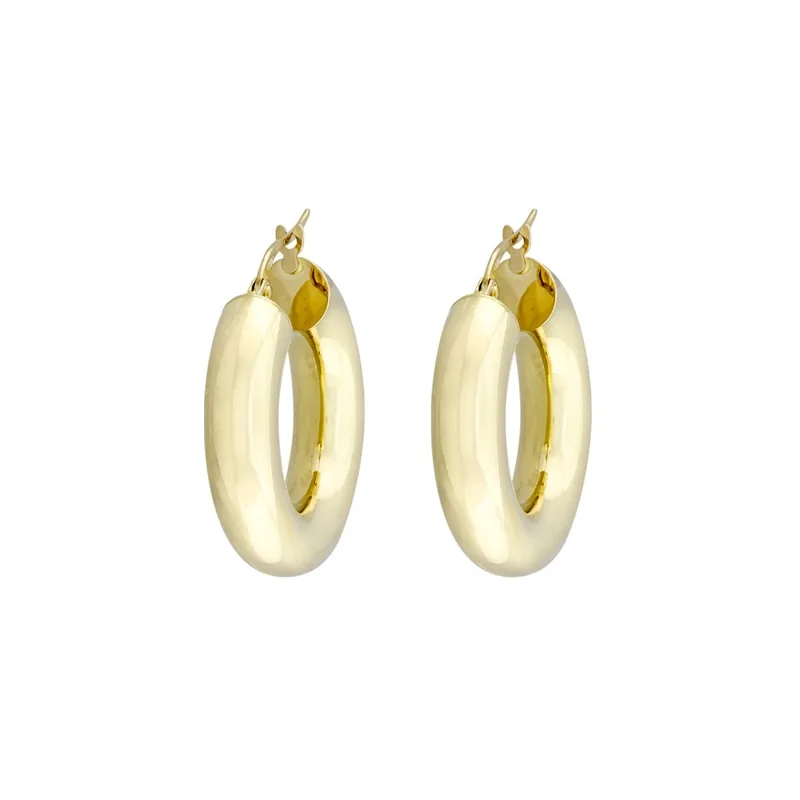 Candongas en oro amarillo de 18 Kilates, Tubo, 5.50 mm. de ancho