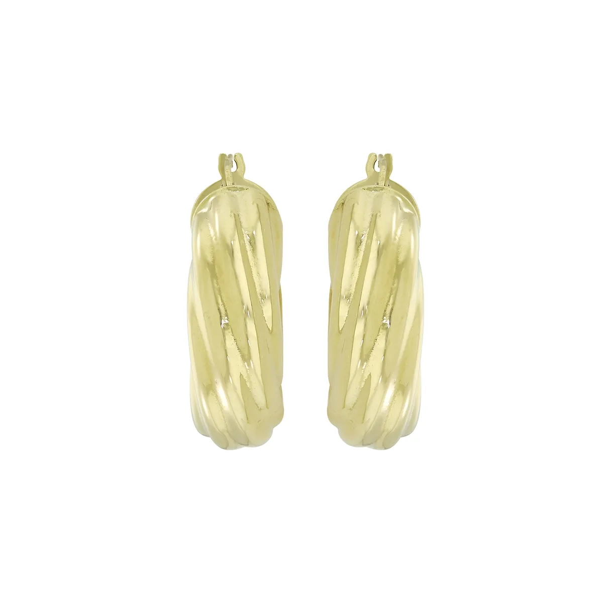 Candongas en oro amarillo de 18 Kilates, Melcocha, 8 mm. de ancho