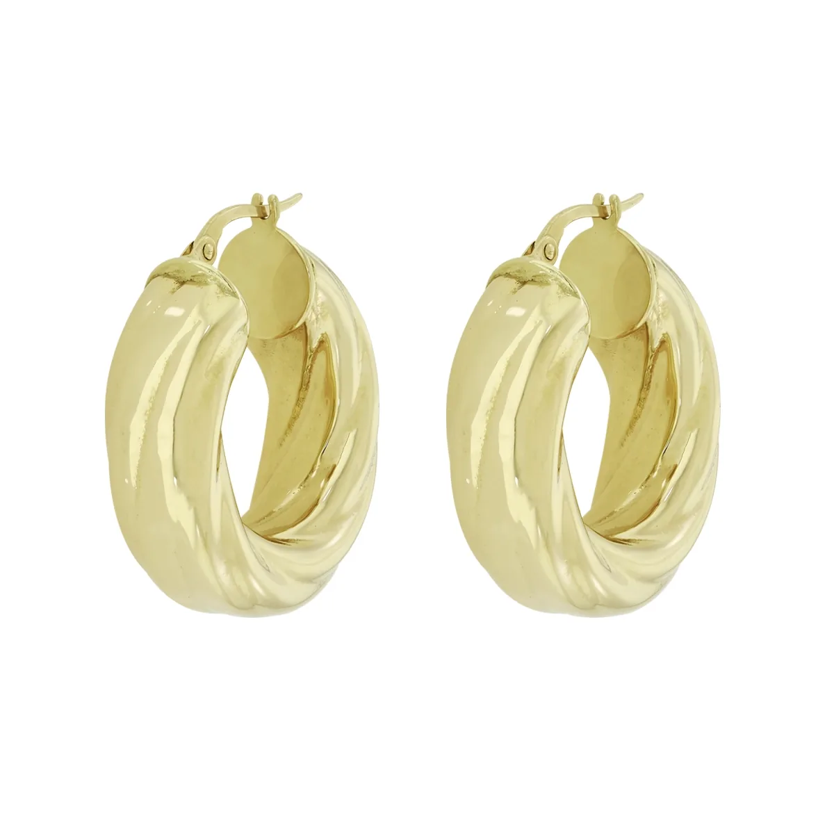 Candongas en oro amarillo de 18 Kilates, Semientorchada, 8.50 mm. de ancho