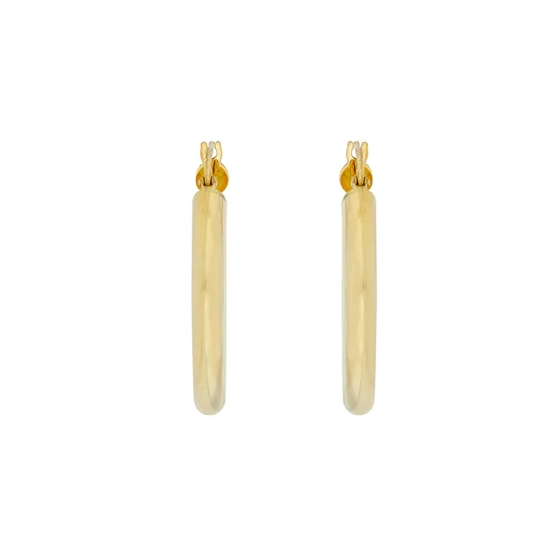 Candongas en oro amarillo de 18 Kilates, Tubo, 3.50 mm. de ancho