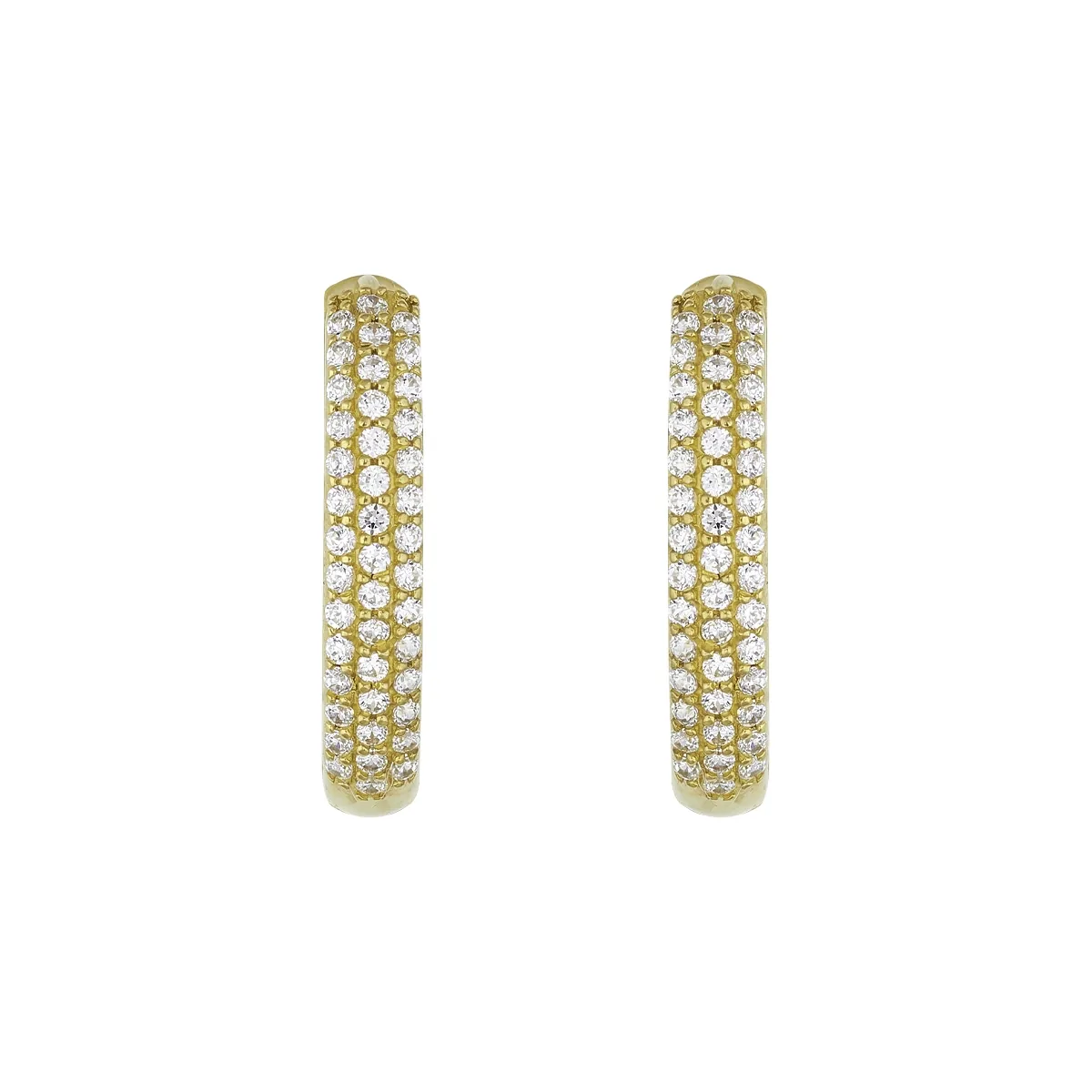 Candongas en oro amarillo de 18 Kilates, 1/2 caña, con zircones, 3.50 mm. de ancho