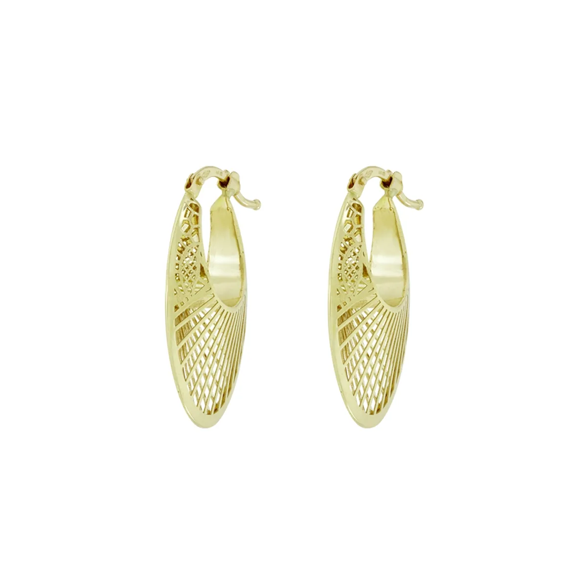 Candongas en oro amarillo de 18 Kilates satinado, Angulo, 4 mm. de ancho