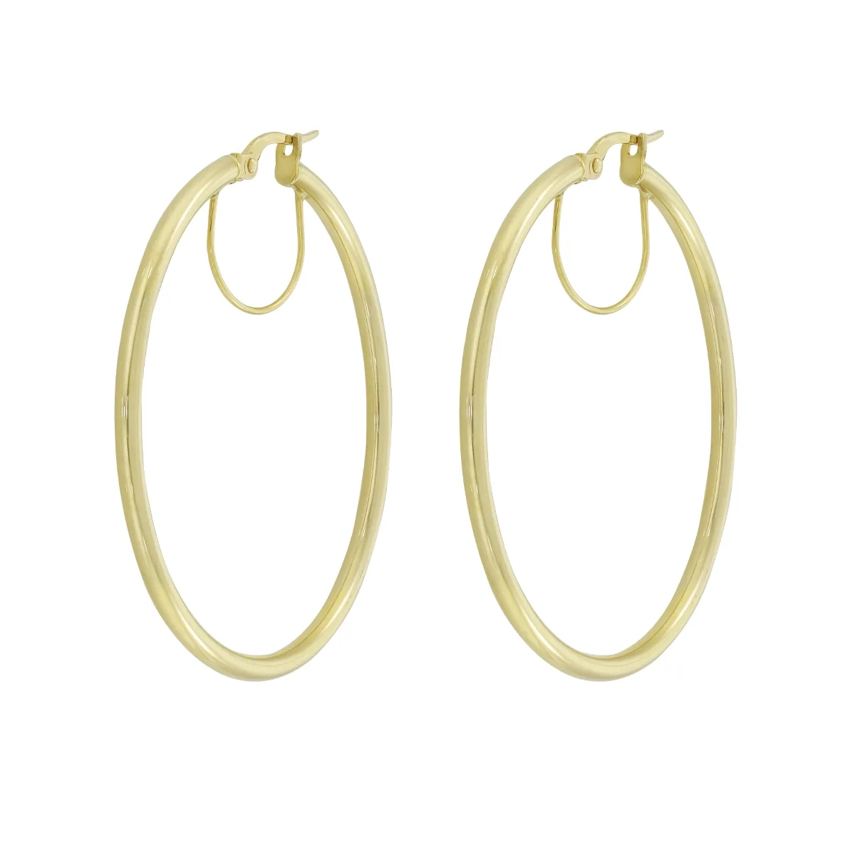 Candongas en oro amarillo de 18 Kilates, Tubo, 2 mm. de ancho