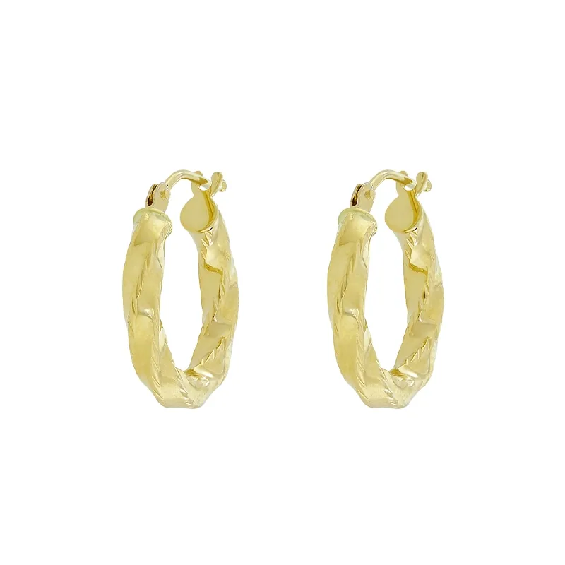 Candongas en oro amarillo de 18 Kilates, Semientorchada, 2.50 mm. de ancho
