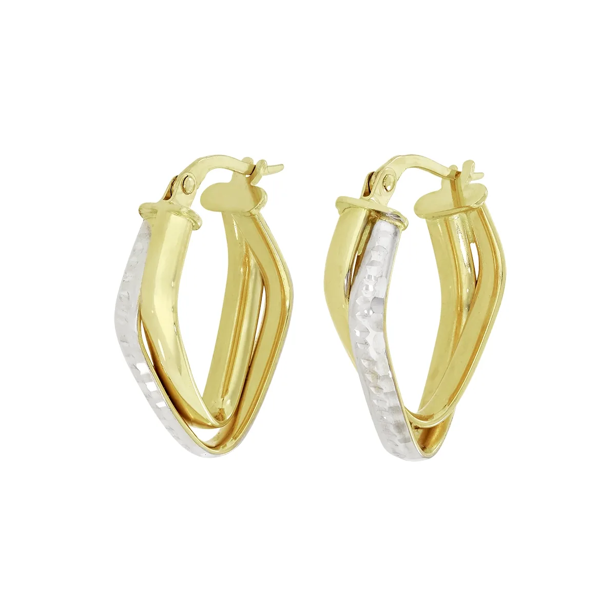 Candongas en oro amarillo de 18 Kilates con visos, Rombo, 2.50 mm. de ancho