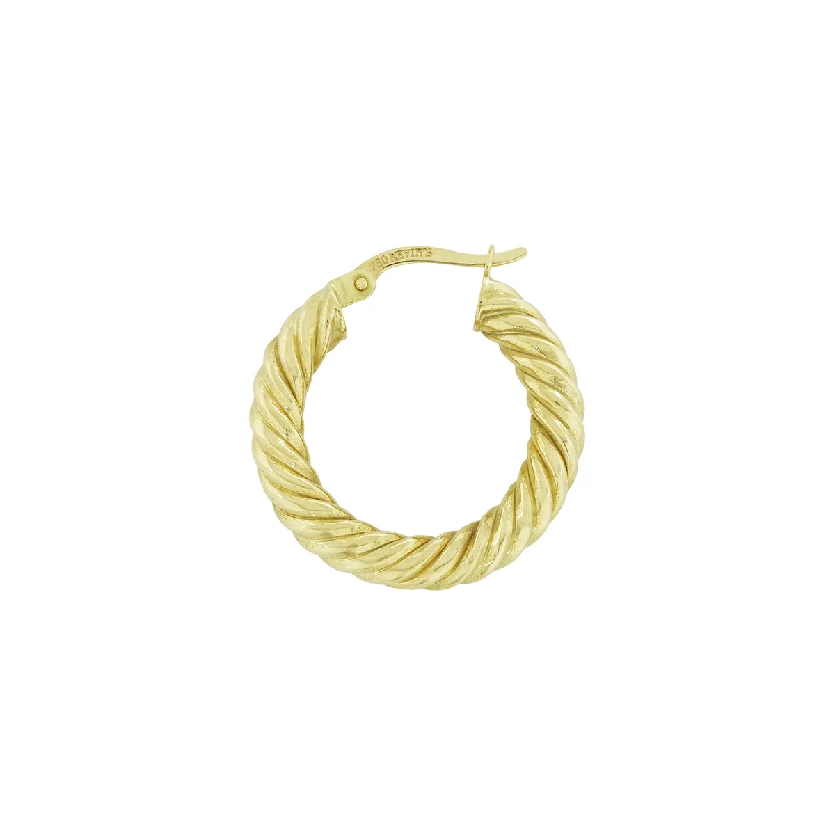 Candongas en oro amarillo de 18 Kilates, Entorchada, 3.50 mm. de ancho