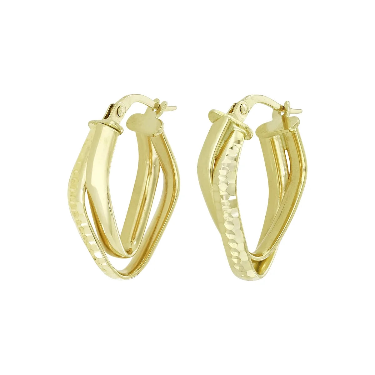 Candongas en oro amarillo de 18 Kilates con visos, Figuras geometricas, 2.50 mm. de ancho