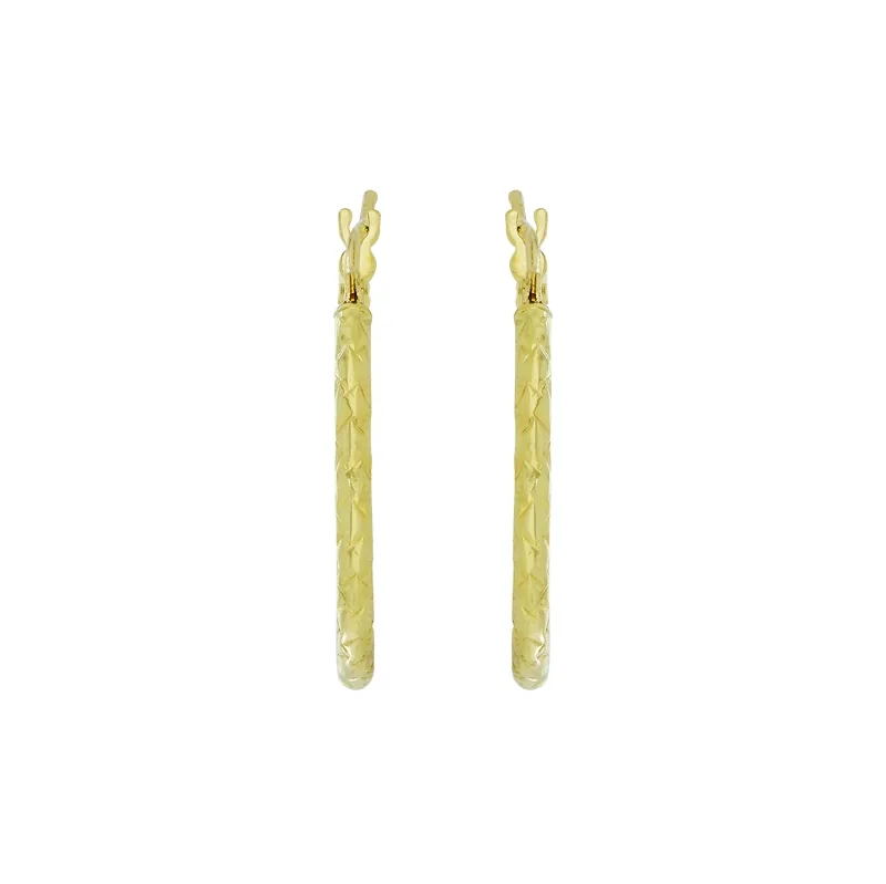 Candongas en oro amarillo de 18 Kilates con visos, Tubo, 2 mm. de ancho
