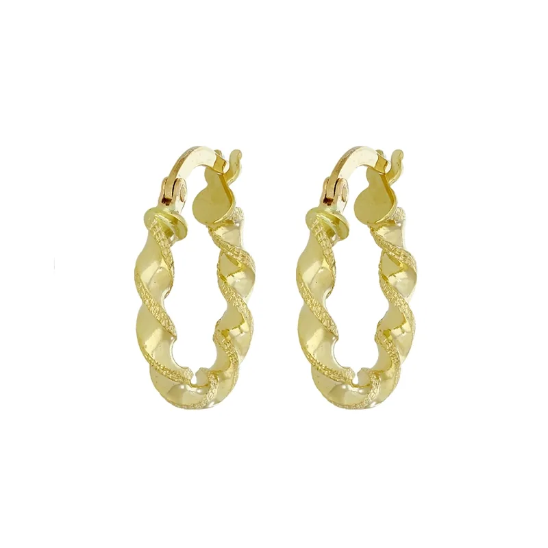 Candongas en oro amarillo de 18 Kilates con visos, Entorchada, 2.50 mm. de ancho